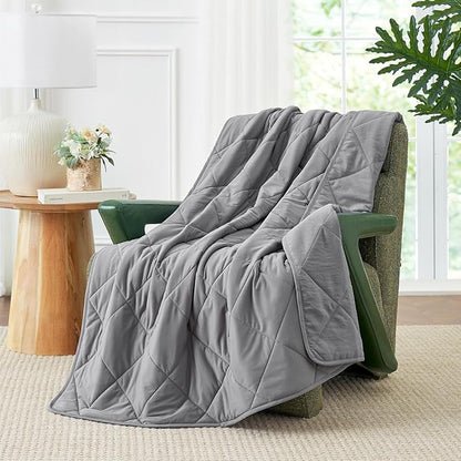 Cozy Bliss Cooling Blanket for Kids Hot Sleepers, Q-Max 0.45 Cooling Comfort, Cold Blankets for Night Sweats Sleeping, Ultra-Cool Lightweight Breathable Blanket for Travel, Glacial Grey 40"x60"