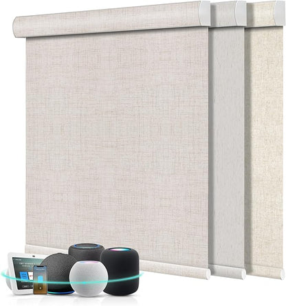 Aprilsmart Motorized Blinds with Remote,Compatible with Apple HomeKit Alexa Google Home- Voice and app Control,Motorized Roller Shades 100% Blackout Custom Size(Vigor Milky-11)