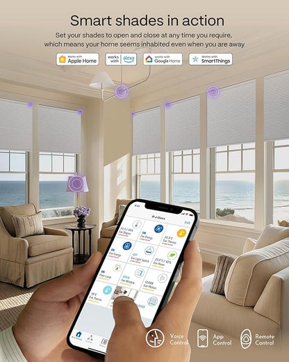 Graywind Motorized Matter Cellular Shades- 100% Blackout 1-3/4"Cell Honeycomb Blinds for Indoor Windows, Compatible with Alexa Google Siri, Custom Size,Pearl Dark Coffee