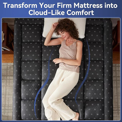 Anluoer Memory Foam Mattress Topper Twin for Back Pain,Down Alternative Pillow Top Mattress Topper,Thick Mattress Pad with 8-21" Deep Pocket, 39x75 Inches, Dark Grey