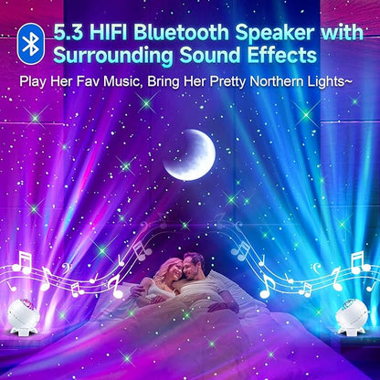 Sound Machine White Noise Machine for Sleeping, 15 Soothing Sounds & Bluetooth Speaker Aurora Light Projector, 15Colors White Noise Sound Machine for Sleep Therapy for Adults & Kids with Remote+Timer