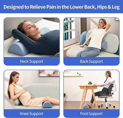 Knee Pillow for Back Sleeping, Memory Foam Leg Pillow for Back Pain, Under Leg Support for Sleeping,Half Moon Bolster Pillow