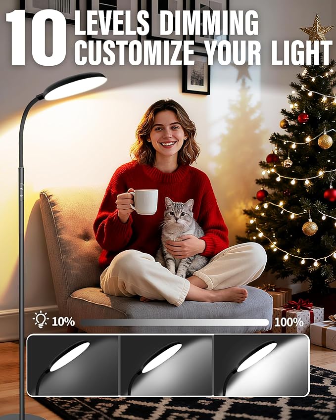 Light Therapy Lamp, 11000 Lux UV-Free Happy Therapy Lamp with Touch & Remote Control, Full Spectrum Sunlight Lamp with 10 Brightness & 3 Color Temperatures, Light Therapy Floor Lamp with Timer