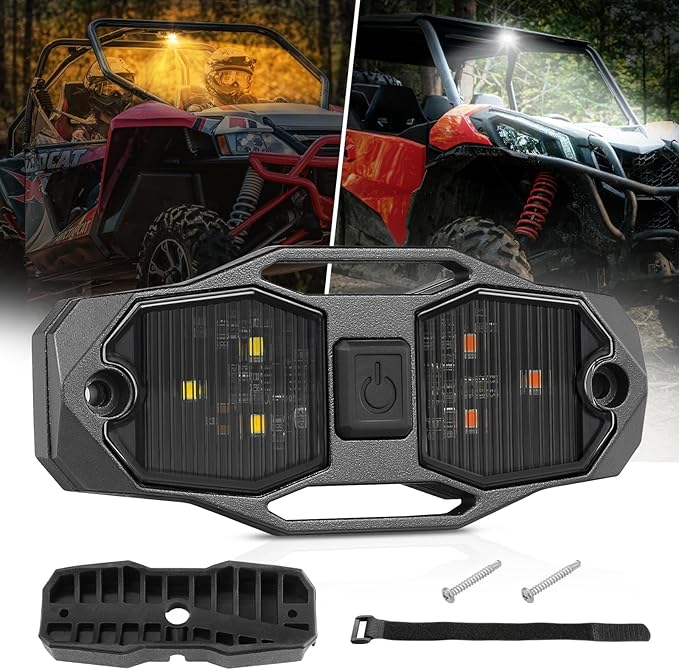 ACEC SHOP UTV Dome Light - White/Amber, Universal Roll Bar Mount LED Lights Utility Roll Cage Light Interior Dome Light Bar Cab Lights for UTV Polaris ATV RZR Can-Am SxS Pionner Talon Kawasaki