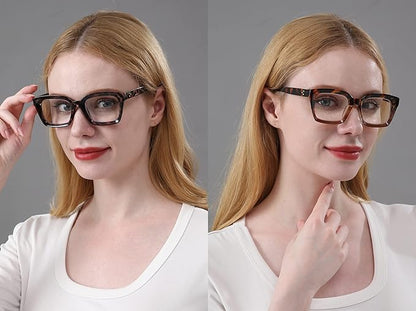 REAVEE 4 Pack Oprah Style Oversized Reading Glasses for Women Men Blue Light Blocking, Ladies Retro Stylish Square Large Computer Readers 2.0x