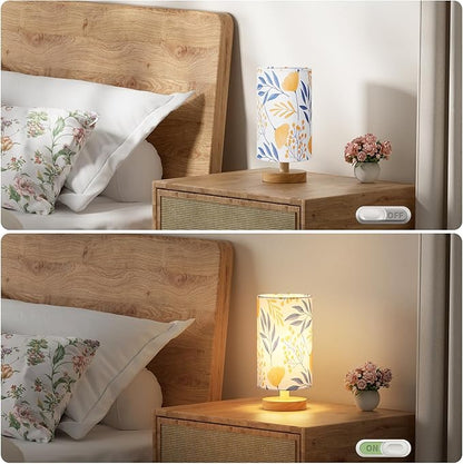 Fenmzee Ginkgo Table Lamp for Bedroom - Inline Control, Small Bedside Lamp with 3000K A15 LED Blub, Easy Assembly (Ginkgo White Shade, 9" Inline Control)