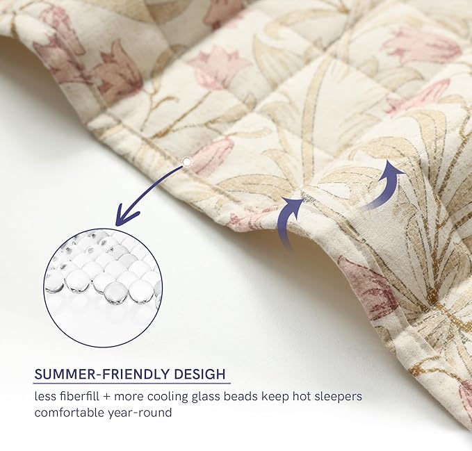 YnM 25lbs Weighted Blanket for Adults, Linen Heavy Bed Throw Blanket with Cooling Glass Beads for All Season Use, Ideal for ~240lbs (60x80 Inches, Queen, Campanula)