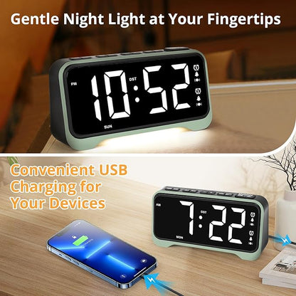 Loud Alarm Clock for Heavy Sleepers Adults, Vibrating Alarm Clock for Teens/Deaf, 7.5" Bright Clear Digital Screen, Adjustable Brightness with Night Light, 3 Levels Bed Shaker Under Pillow, Dual Alarm