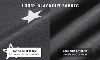 LazBlinds 100% Blackout Roller Shades, No Tools No Drill Cordless Blinds for Windows, Thermal Insulated UV Protection Privacy Window Shades for Bedroom (35''W x 72''H, Stars)