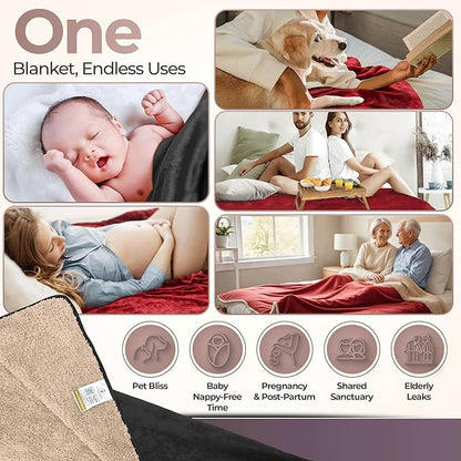Sacred Weapon Waterproof Blanket for Bed Intimacy – Mini Sherpa & Fleece Throw – Waterproof Blanket for Couch, Absorbent & Leak Proof – Love Blankets for Couples Intimacy Waterproof – Dark Red, 40x45