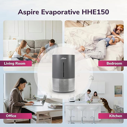 HHE150 Hunter Aspire 4.8L Evaporative Humidifier with PermaWick Filter (4.8L) - Remove Contaminants & White Dust for Clean Mist & Air – Medium Humidifier for Home, Bedroom, or Dorm - Graphite
