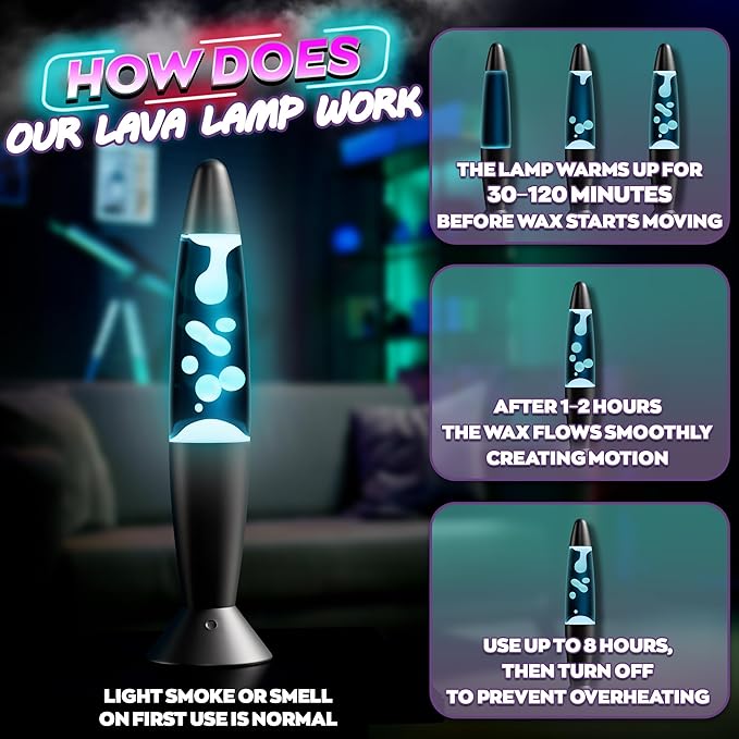 16" LED Liquid Motion Lamp with Remote Control – 17 Color Changing Decorative Mood Light for Bedroom, Living Room or Office – Christmas Retro Sensory Lamp with 4 Modes & Relaxing Ambient Lighting