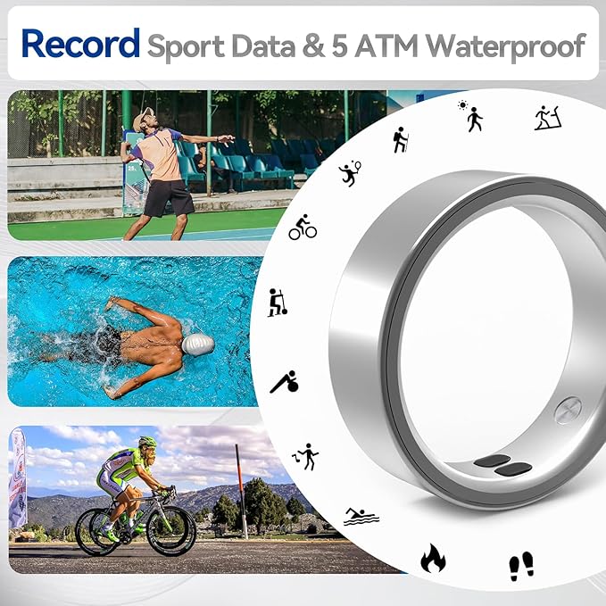 Smart Rings for Women Men,Sleep Tracking Wearable,Fitness Tracker Ring with Step/Heart Rate/Blood Oxygen/Distance/Calorie,Clock Vibration,No Subscription Fee,5ATM Waterproof, iOS&Android(Gold 11)