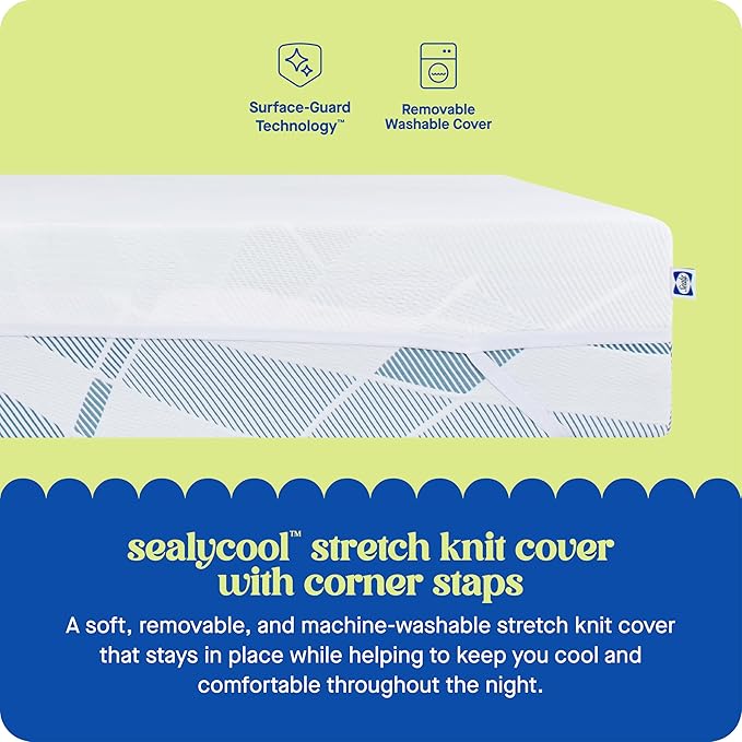 Sealy Dreamlife 3” Gel Memory Foam Queen Mattress Topper with Cooling Cover, SealyComfort Gel Foam, SealyCool Stretch Knit Cover with Corner Straps
