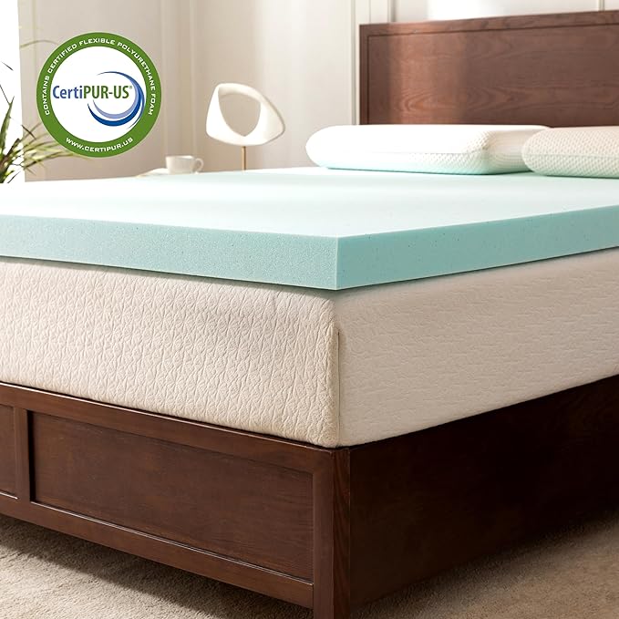 Elegant Comfort 3 Inch Premium Ventilated Memory Foam Mattress Topper - Optimizes Airflow - CertiPUR Certified - Mattress Pad and Bed Topper - Queen Size