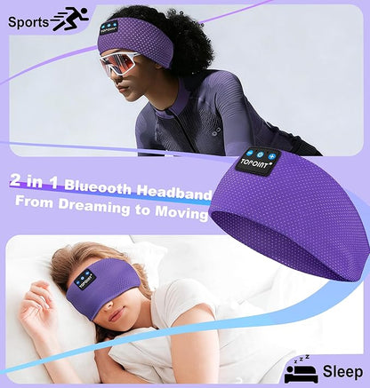 TOPOINT Sleep Headphones Headband Bluetooth 5.4, Sports Headband Wireless Earphones Sweat Breathable with HD Stereo Speaker for Women Men Sports Gifts Workout Jogging Yoga Insomnia Travel Meditation