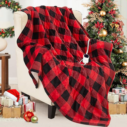 Homemate Electric Blanket Heated King Size - 100“x90“ Ultra Soft Cozy Flannel Heating Blanket with 10 Fast Heat Levels 8 Hours Auto Off Over-Heated Protection ETL Certification Keep Warm in Home