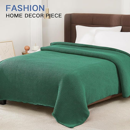 Guohaoi Knitted Weighted Blanket for Adults (Green 48"x72" 12lbs) No Beads Cooling Throw Blanket for Hot Sleepers, Home Decor Breathable Chunky Knit Heavy Blanket Use on Full Size Bed