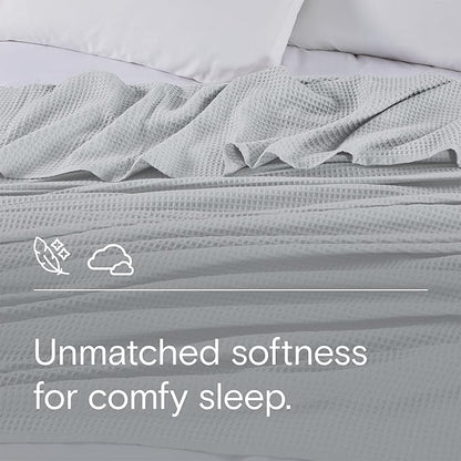 DOZ by SIJO Waffle Bed Blanket, 50% Viscose Derived from Bamboo and 50% Cotton Blend, Lightweight, Ultra Soft, Breathable, Summer Blanket (Dove, Throw (45"x70"))