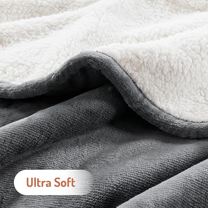 Degrees of Comfort Electric Heated Blanket Queen Size with Dual Control - Soft Flannel Heating Blankets with 6 Heat Settings, 10-Hour Auto Shut-Off, Overheat Protection, ETL Certified - 84x90'', Grey