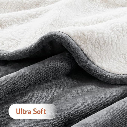 Degrees of Comfort Electric Throw Blanket Full Size - Soft Sherpa Heating Blankets with 6 Heat Settings, 10-Hour Auto Shut-Off, Overheat Protection, Etl Certified (Grey, 72x84 '' for Winter)