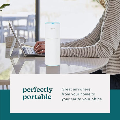 Homedics Portable Humidifier - Small Air Humidifiers for Bedroom, Plants, Office, Travel - Cool Mist Humidifiers, Color-Changing Accent Light, 2 Mist Settings, White
