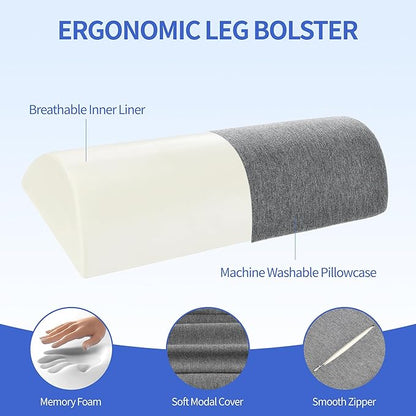 Knee Pillow for Back Sleeping, Memory Foam Leg Pillow for Back Pain, Under Leg Support for Sleeping,Half Moon Bolster Pillow