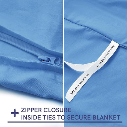 YnM Cotton Duvet Cover for Weighted Blankets (Monaco Blue, 60''x80'')