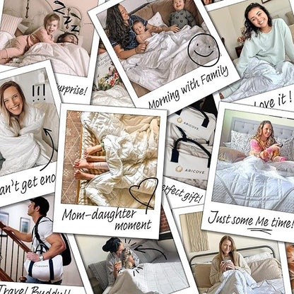 Aricove Cooling Weighted Blanket for Adults, 12 lbs, Full/Queen Size Weighted Blanket, 60x80 inches, Silky Soft Bamboo Viscose, Machine Washable, White