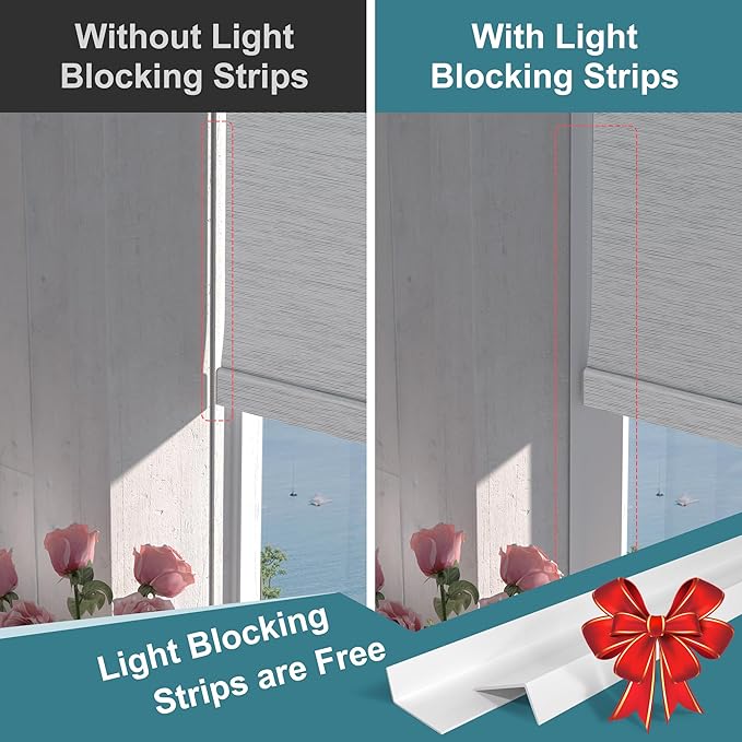 BERISSA Motorized Blinds with Remote,Blackout Smart Roller Shades with App,Voice Control,Jacquard Fabric,Thermal Insulated Automatic Blinds,Electric Shades with USB/Solar Pannel.Jacquard Black White