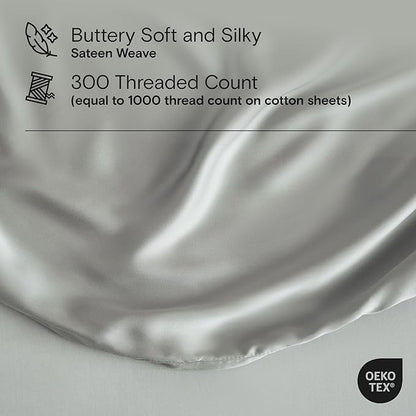 DOZ Duvet Cover Set, 100% Viscose derived from Bamboo, Organically Grown, Buttery Soft, Cooling Duvet Covers, High GSM, 1 Duvet Cover and 1 Pillowcase, 70"x90" (Dove, Twin/Twin XL)