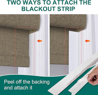 BERISSA Cordless Blackout Roller Shades for Windows,Free-Stop Linen Fabric Windows Blinds with Cassette Valance,Thermal Insulated UV Protection Roller Blinds for Home Office. Dark Brown.34 W x 72" H