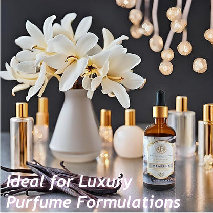 Luxurious Vanilla Essential Oil by Enhanced Essentials|Slow Distilled & Pure|for Diffusers,Skin Care, Aromatherapy, Bath,Massage,Perfume,Gifting,Soap & Candle Making|with Glass Dropper|100 ml Pack