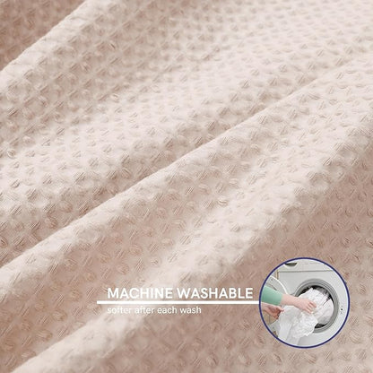 YnM Cotton Waffle Weave 3-Side Zipper Duvet Cover for Weighted Blankets | Easy on, Easy Off Oatmeal, 88"x104"