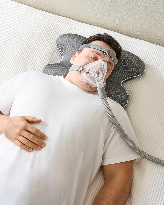 Travel Memory Foam CPAP Bed Pillow for Side & Back Sleepers, Portable Sleep Apnea Pillow with Storage Bag for All CPAP Masks Users, Washable Neck Support Pillow for Hotels Camping