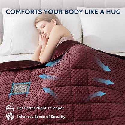 L'AGRATY Weighted Blanket for Adult - 48"x72" 15lbs Minky Dots Heavy Blanket with Glass Beads Soft Breathable for All-Season Summer Fall Winter Thick Comfort for Sleeping