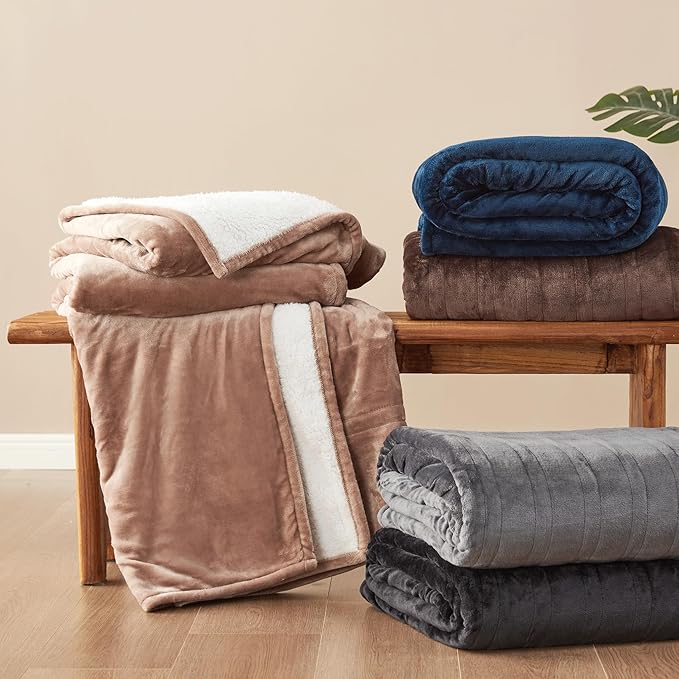 EHEYCIGA Heated Blanket - King Size, 9 Heating Levels, Auto Off, Soft Cozy Sherpa, Dual Control, 90 x 100 Inches