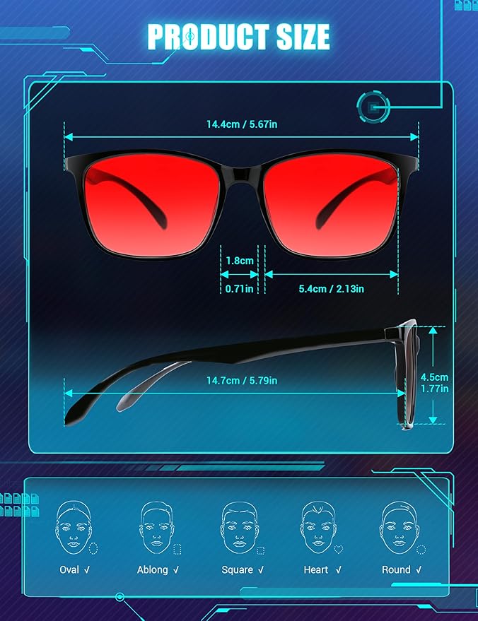 TIJN Blue Light Blocking Glasses for Men Women - Red Light Glasses for Computer Gaming - Dual AR Coating Lens - Screen Fatigue & UV Protection - 2 Pack