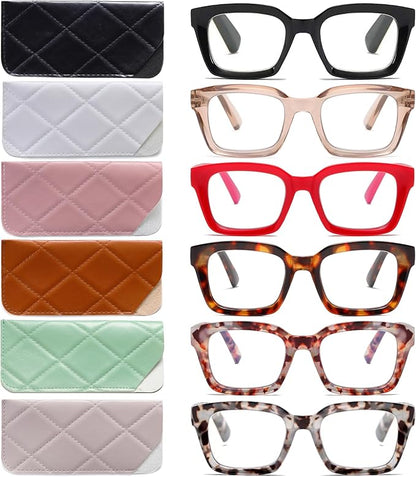 Readers for Women Oprah Style Square Reading Glasses with Spring Hinge Blue Light Blocking for Men Ladies