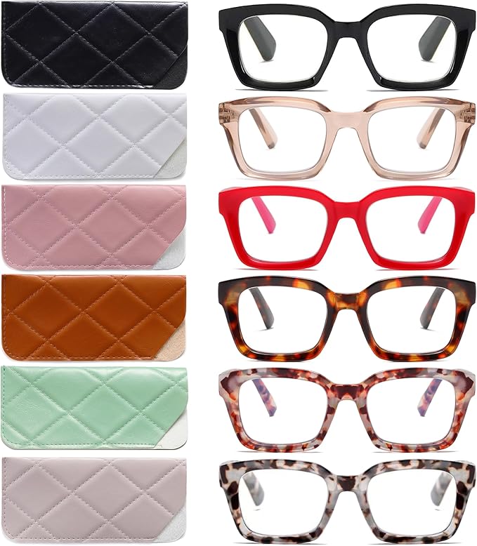 Readers for Women Oprah Style Square Reading Glasses with Spring Hinge Blue Light Blocking for Men Ladies