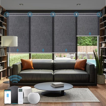 Motorized Blinds with Remote,70% Blackout Light Filtering Shades Compatible with Alexa Google Homekit,Remote Control Motorized Shades,Custom Size,Dark Charcoal Grey