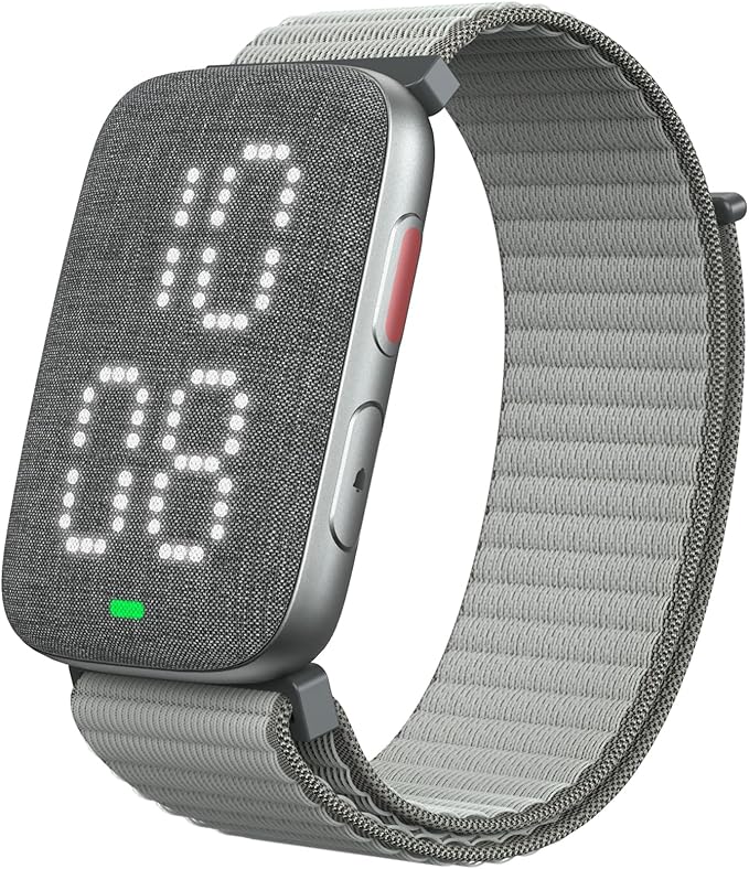 REACHER Vibrating Alarm Clock Watch for Heavy Sleepers, Hearing Impaired—Strong Wake-Up Wristband with 12-Day Battery, Silent Alarm for Shared Bedrooms & Dorms, Zinc Case with Comfort Weave Loop