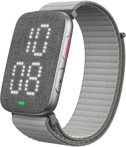REACHER Vibrating Alarm Clock Watch for Heavy Sleepers, Hearing Impaired—Strong Wake-Up Wristband with 12-Day Battery, Silent Alarm for Shared Bedrooms & Dorms, Zinc Case with Comfort Weave Loop
