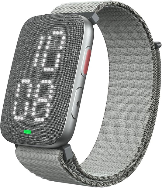 REACHER Vibrating Alarm Clock Watch for Heavy Sleepers, Hearing Impaired—Strong Wake-Up Wristband with 12-Day Battery, Silent Alarm for Shared Bedrooms & Dorms, Zinc Case with Comfort Weave Loop