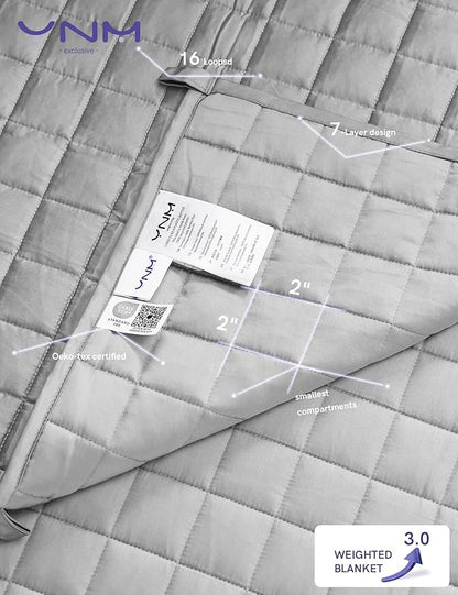 YnM King Size Cooling Weighted Blanket for Adults (88x104 Inches, 20 Pounds, Light Grey), Perfect for Hot Sleepers with Cooling Rayon/Glass Beads, Heavy Bed Blanket for Couple on Queen or King Bed
