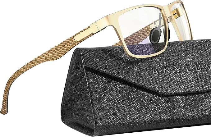 ANYLUV Blue Light Blocking Glasses Men Computer Gaming Glasses Lightweight Al-Mg Metal Anti Eyestrain Eye Protection