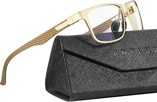 ANYLUV Blue Light Blocking Glasses Men Computer Gaming Glasses Lightweight Al-Mg Metal Anti Eyestrain Eye Protection