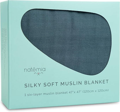 Natemia Muslin Baby Blanket - Ultra Soft, Breathable Baby Blankets for Girls and Boys - Newborn Essentials- Multi-Purpose Stroller Cover, Play Mat, XL Swaddle - Cotton Rayon Blend- 47" x 47"