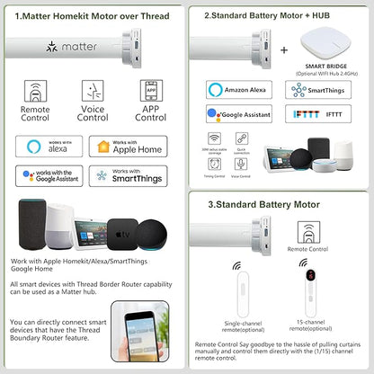 Aprilsmart Motorized Blinds with Remote,Compatible with Apple HomeKit Alexa Google Home- Voice and app Control,Motorized Roller Shades 100% Blackout Fabric Sample (White)