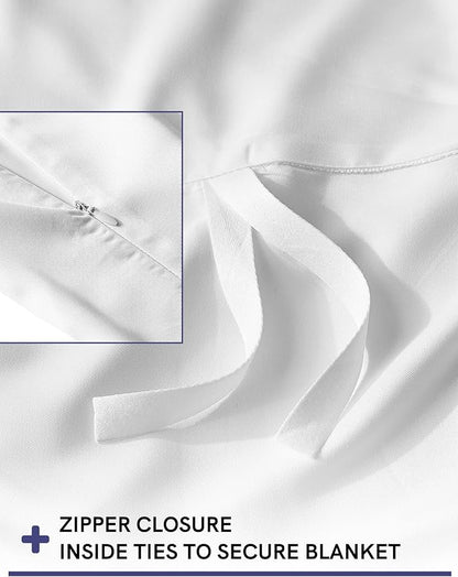 YnM Exclusive Cooling Duvet Cover for Weighted Blankets with 16 Strings (White, 48"x72")